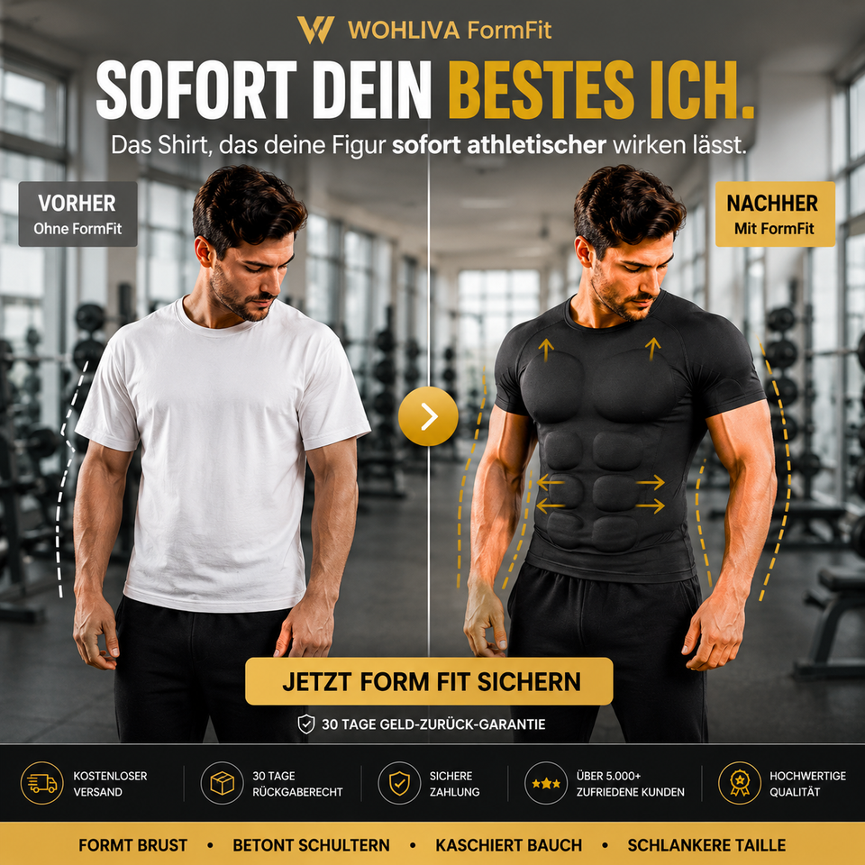 WOHLIVA FormFit - Das Shirt, das deine Figur sofort athletischer wirken lässt.